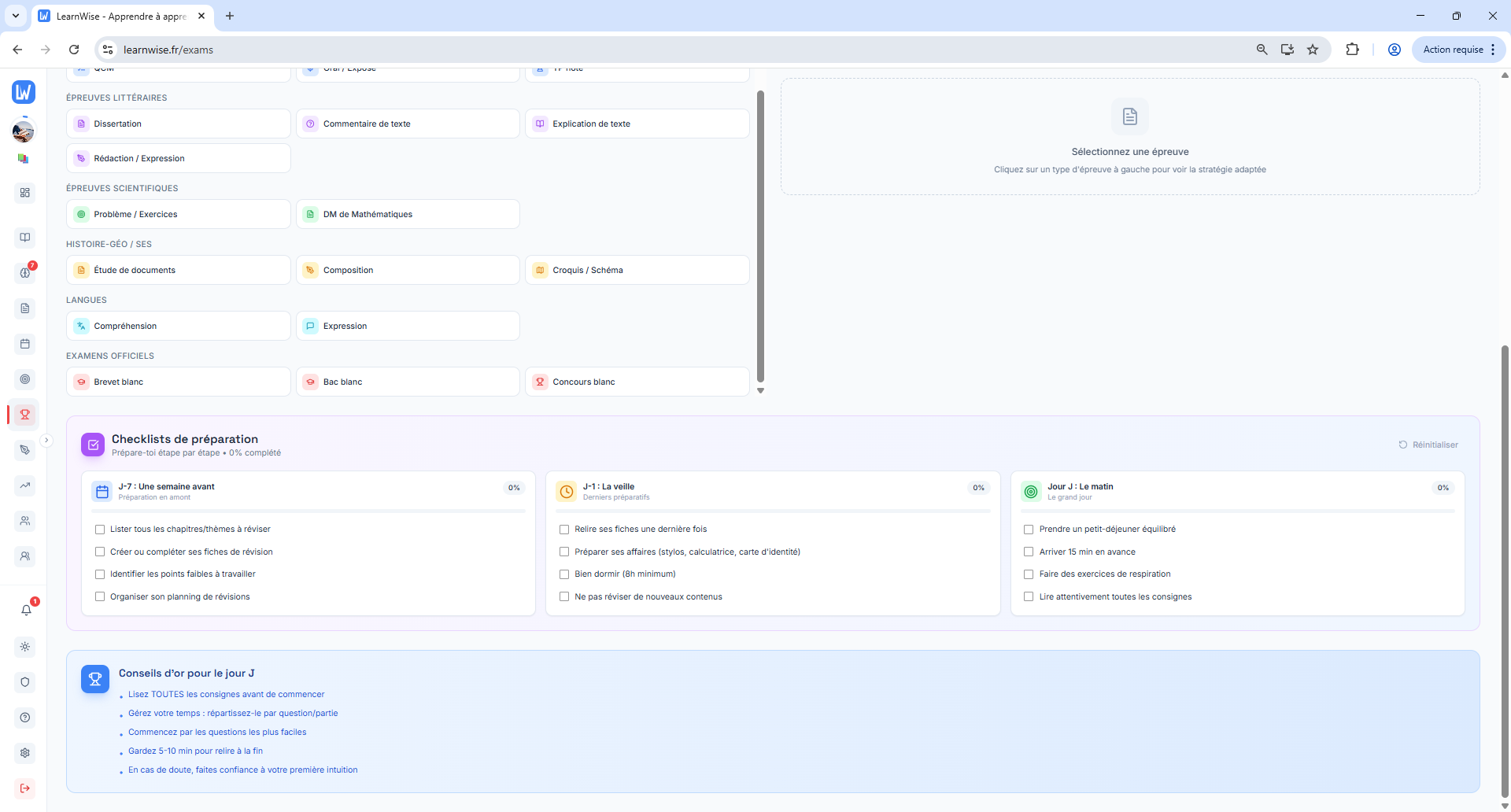 Checklists de préparation